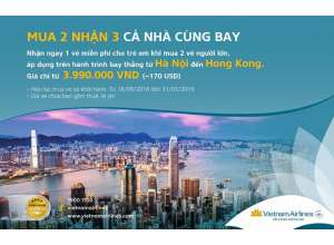 Vietnam Airlines Chương trình ưu đãi mua 2 tặng 1_ Ha Noi - Hong Kong